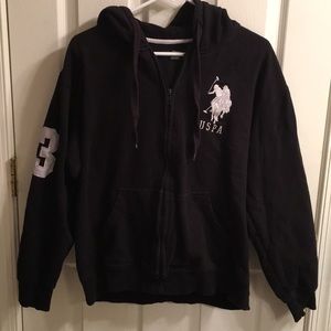 Black U.S. Polo Assn zip up Hoodie.